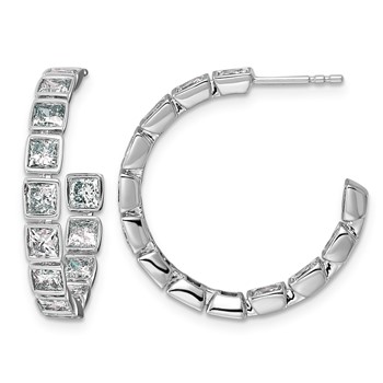 14kw 4 1/4ct Lab Grown Dia VS+ F+ Post Princess Comp Hoop Earrings