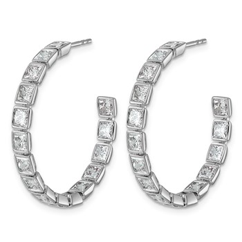 14kw 5 1/4ct Lab Grown Dia VS+ F+ Post Princess Comp Hoop Earrings — alternate view