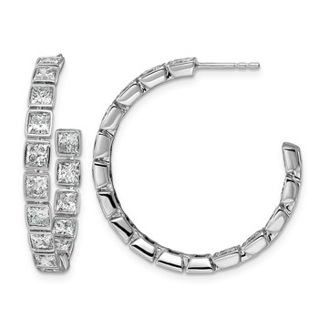 14kw 5 1/4ct Lab Grown Dia VS+ F+ Post Princess Comp Hoop Earrings