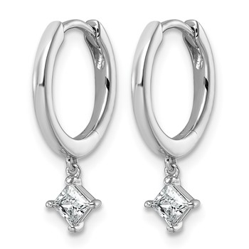 14kw 1/3ct Lab Grown Dia VS+ F+ Dangle Princess Comp Hoop Earrings — alternate view