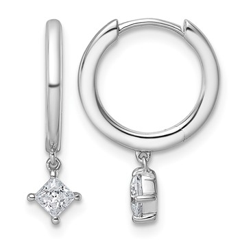 14kw 1/3ct Lab Grown Dia VS+ F+ Dangle Princess Comp Hoop Earrings