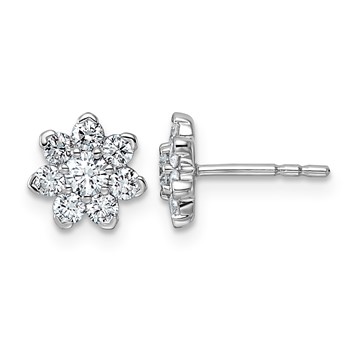 14kw 3/4ct Lab Grown Diamond VS+ F+ Post Floral Complete Earrings