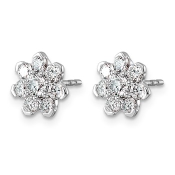 14kw 1ct Lab Grown Diamond VS+ F+ Post Floral Complete Earrings — alternate view