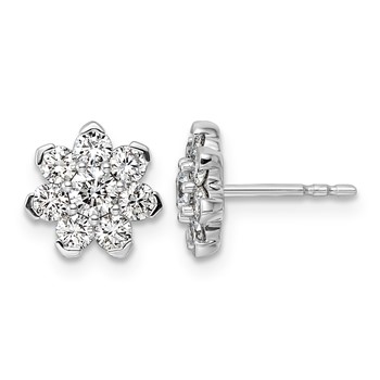 14kw 1ct Lab Grown Diamond VS+ F+ Post Floral Complete Earrings