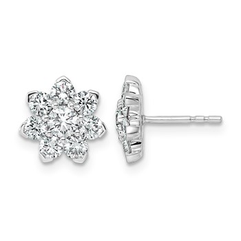 14kw 1 1/2ct Lab Grown Diamond VS+ F+ Post Floral Complete Earrings