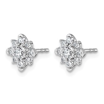 14kw 3/4ct Lab Grown Diamond VS+ F+ Post Floral Complete Earrings — alternate view