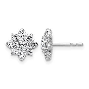 14kw 1ct Lab Grown Diamond VS+ F+ Post Floral Complete Earrings