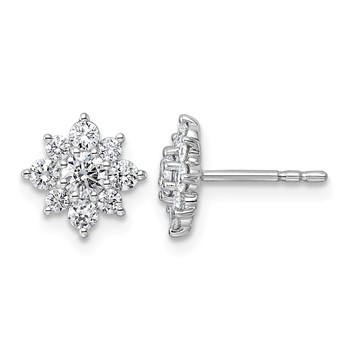 14kw 3/4ct Lab Grown Dia VS+ F+ Post Floral Complete Earrings