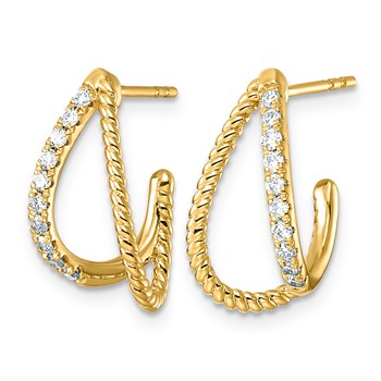 14k 1/3ct Lab Grown Dia VS+ F+ Post Fashion J-Hoop Comp Earrings — alternate view