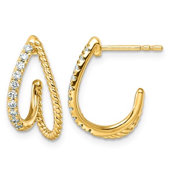 14k 1/3ct Lab Grown Dia VS+ F+ Post Fashion J-Hoop Comp Earrings