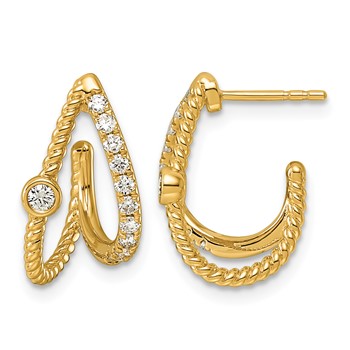 14k 3/8ct Lab Grown Dia VS+ F+ Post Fashion J-Hoop Comp Earrings