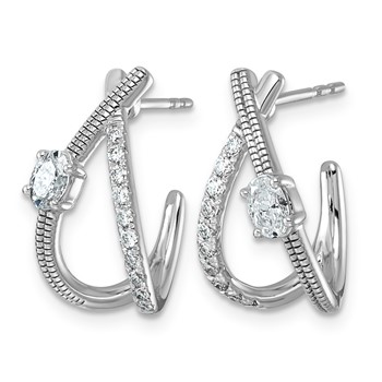 14kw 5/8ct Lab Grown Dia VS+ F+ Post Fashion J-Hoop Comp Earrings — alternate view