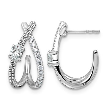 14kw 5/8ct Lab Grown Dia VS+ F+ Post Fashion J-Hoop Comp Earrings