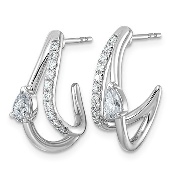 14kw 3/4ct Lab Grown Dia VS+ F+ Post Fashion J-Hoop Comp Earrings — alternate view