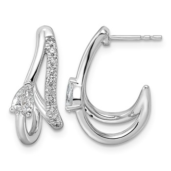 14kw 3/4ct Lab Grown Dia VS+ F+ Post Fashion J-Hoop Comp Earrings