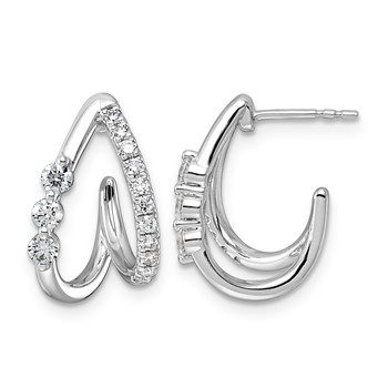 14kw 5/8ct Lab Grown Dia VS+ F+ Post Fashion J-Hoop Comp Earrings