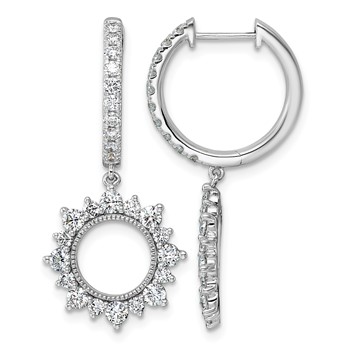 14kw 1 1/2ct Lab Grown Dia VS+ F+ Dangle Complete Hoop Earrings