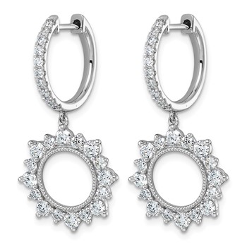 14kw 2ct Lab Grown Dia VS+ F+ Dangle Complete Hoop Earrings — alternate view