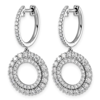 14kw 1 1/2ct Lab Grown Dia VS+ F+ Dangle Complete Hoop Earrings — alternate view
