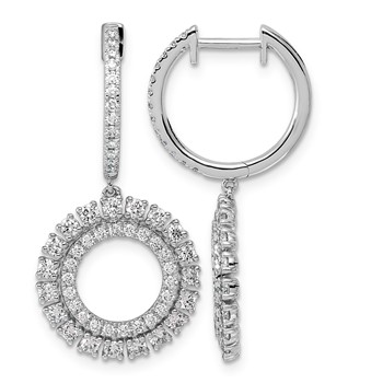 14kw 1 1/2ct Lab Grown Dia VS+ F+ Dangle Complete Hoop Earrings