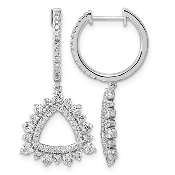 14kw 1 1/2ct Lab Grown Dia VS+ F+ Dangle Complete Hoop Earrings