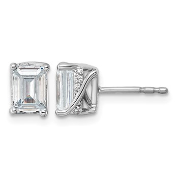 14kw 2ct Emerald-cut Center Lab Grown Dia VS+ F+ Complete Twist Earrings