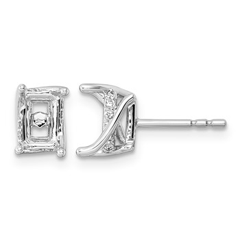 14kw 1/15ct Emerald Center Lab Grown Dia VS+ F+ Semi-mount Twist Earrings