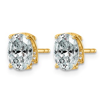 14ky 2ct Oval Center Lab Grown Diamond VS+ F+ Complete Twist Earrings — alternate view