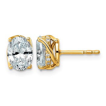 14ky 2ct Oval Center Lab Grown Diamond VS+ F+ Complete Twist Earrings