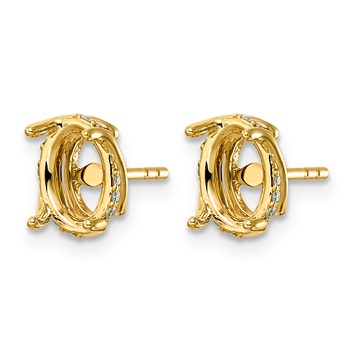 14ky 1/10ct Oval Center Lab Grown Dia VS+ F+ Semi-mount Twist Earrings — alternate view