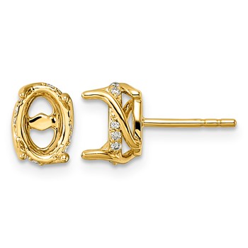 14ky 1/10ct Oval Center Lab Grown Dia VS+ F+ Semi-mount Twist Earrings