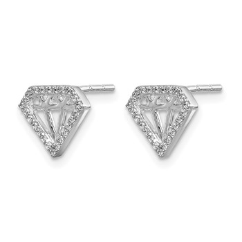 14k White Gold 1/8 carat Diamond Gemstone-Shaped Post Earrings — alternate view