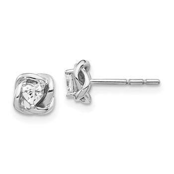 14K White Gold Lab Grown VS/SI+ G+ Dia Twist Post Earrings