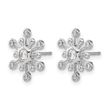 14k White Gold 1/4 carat Diamond Snowflake Post Earrings — alternate view