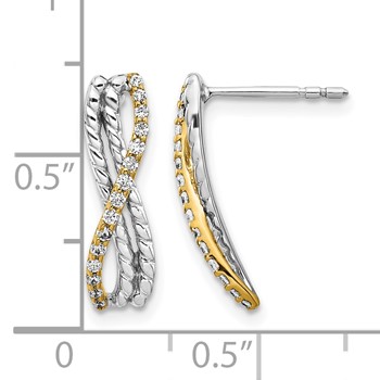 14k Two-tone 1/5 carat Diamond Fancy Post Earrings — alternate view