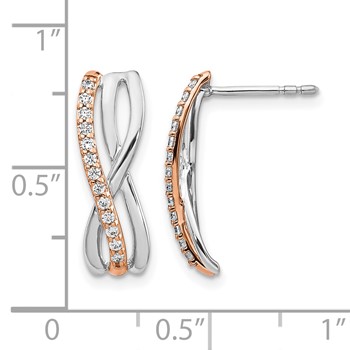 14k Yellow & White Gold Diamond Fancy Earrings — alternate view