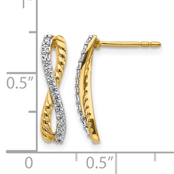 14k Two-tone j1/5 carat Diamond Fancy Twist Post Earrings — alternate view