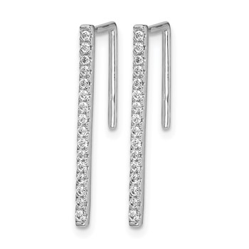 14k White Gold 1/4 carat Diamond Bar Fancy Ear Climber Earrings — alternate view