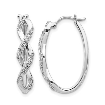 14k White Gold 1/2 carat Diamond Fancy Hoop Earrings