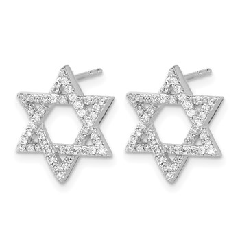 14k White Gold 3/8 carat Diamond Star of David Post Earrings — alternate view