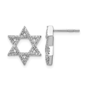 14k White Gold 3/8 carat Diamond Star of David Post Earrings
