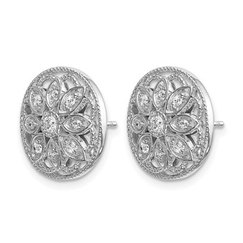 14k White Gold 1/4 carat Diamond Fancy Floral Post Earrings — alternate view