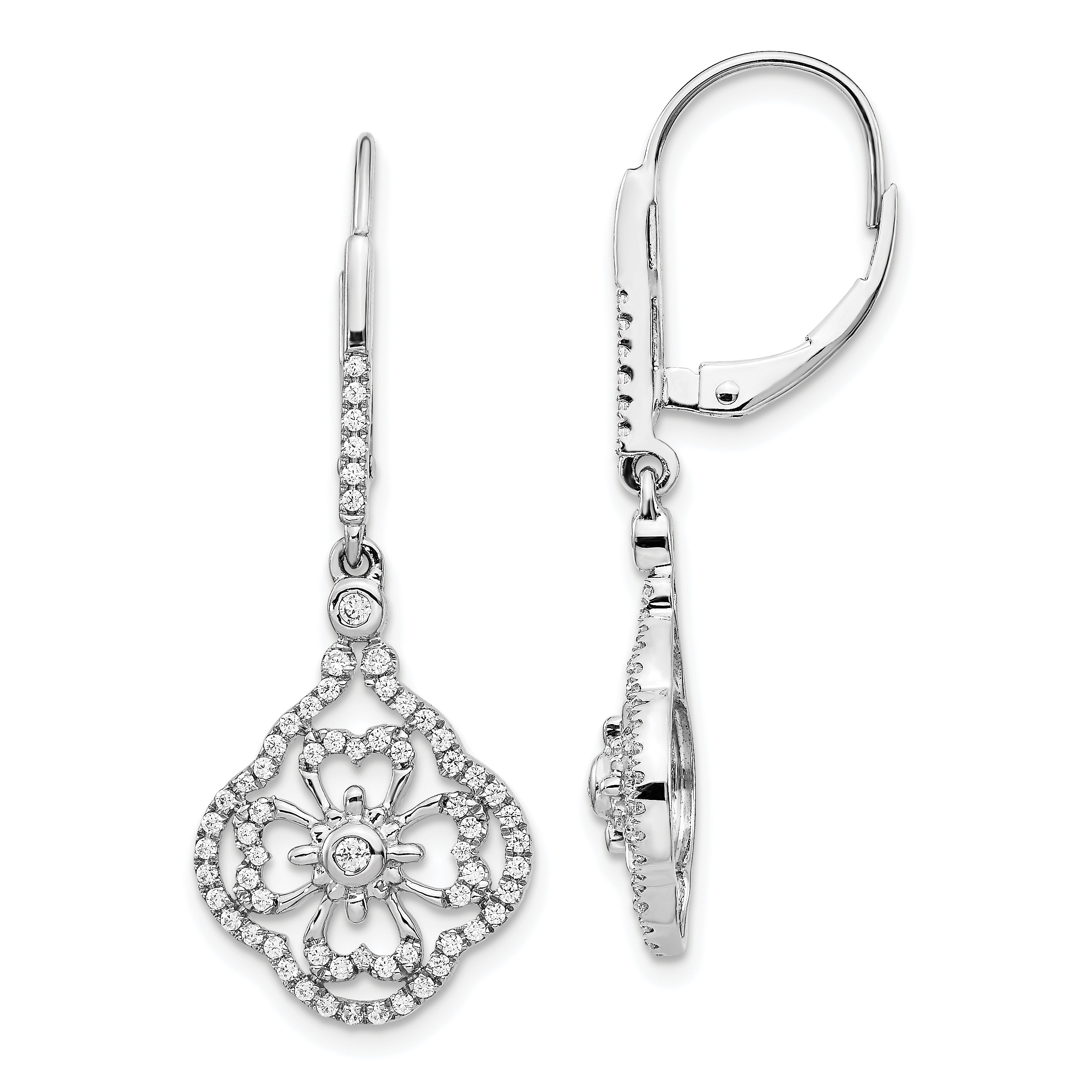 Diamond leverback sales earrings 14k