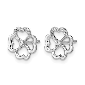 14k White Gold 1/10 carat Diamond Fancy Clover Post Earrings — alternate view