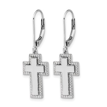 14k Yellow Gold Diamond Fancy Cross Leverback Earrings — alternate view