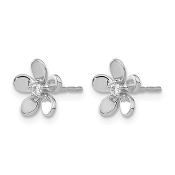 14k White Gold 1/20 carat Diamond Flower Post Earrings — alternate view