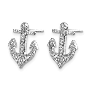 14k White Gold 1/5 carat Diamond Anchor Post Earrings — alternate view