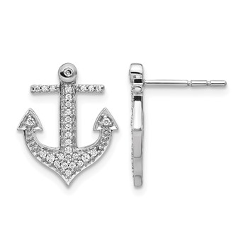 14k White Gold 1/5 carat Diamond Anchor Post Earrings