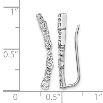 14k White Gold 1/2 carat Diamond Ear Climber Earrings — alternate view