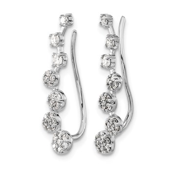 14k White Gold 1/2 carat Diamond Graduated Ear Climber Earrings — alternate view